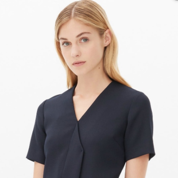 NWT $325 Sandro Reinelle Short-sleeved Cut Asymmetric Wrap Dress in Navy - 1! - Picture 5 of 8